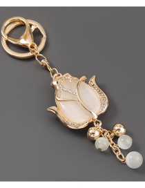 Fashion White Alloy Diamond Resin Flower Keychain Pendant