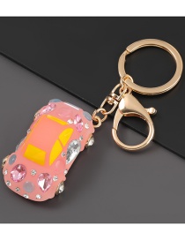 Fashion Pink Resin Diamond Car Keychain Pendant