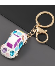 Fashion White Resin Diamond Car Keychain Pendant