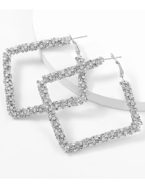 Fashion Silver Color Square Alloy Diamond Earrings