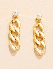 Fashion Gold Color Chain Pearl Alloy Geometric Stud Earrings