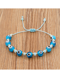 Fashion Blue Glass Eye Beads Crystal Beaded Adjustable Bracelet