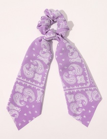 Fashion Small Cashew Flower Streamer-purple Ribbon Printing Gradient Large Intestine Circle Hair Rope