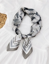 Fashion Style Painted Gray Imitation Silk Printing Contrast Small Square Scarf