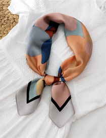 Fashion Watercolor Flower Ash Imitation Silk Printing Small Square Scarf Headband