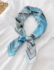 Fashion Color Block Cashew Belt Blue Imitation Silk Printing Small Square Scarf Headband