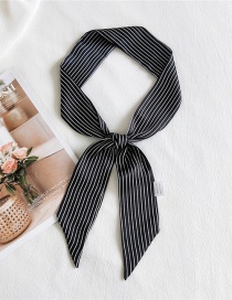 Fashion Plain Striped Black Printed Contrast Color Long Small Silk Scarf Ribbon Headband