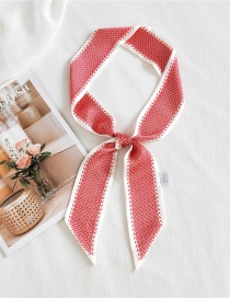 Fashion Combination H Red Printed Geometric Thin Narrow Strip Small Silk Scarf Braided Hair Ribbon