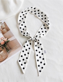 Fashion Polka Dot White Printed Geometric Thin Narrow Strip Small Silk Scarf Braided Hair Ribbon