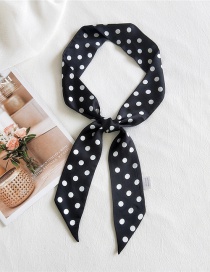 Fashion Polka Dot Black Printed Geometric Narrow And Long Small Silk Scarf Braided Hair Ribbon