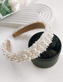 Fashion Full Beads Pearl Beaded Fabric Wide Brim Headband