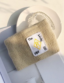Fashion Beige Applique Wide-edge Wool Knit Headband
