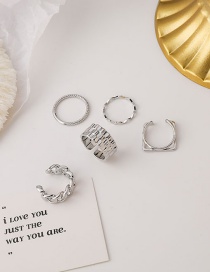 Fashion Silver Color Wave Chain Alloy Geometric Ring Set