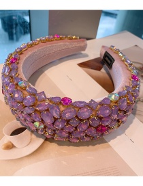 Fashion Lover Purple Diamond Super Wide Geometric Rhinestone Sponge Headband