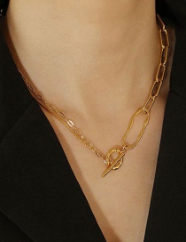 Fashion Gold Color Ot Buckle Geometric Alloy Necklace