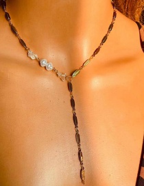Fashion Gold Color Metal Chain Shaped Gravel Pearl Necklace