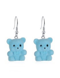 Fashion Blue Flocking Bear Resin Earrings