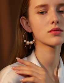 Fashion Kc Gold Geometric Pearl Glossy Square Earrings