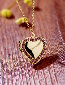 Fashion Gold Color Rose Diamond Love Pendant Photo Box Necklace