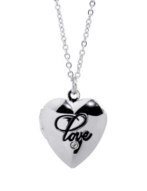 Fashion Silver Color White Love Open Frame Letter Necklace
