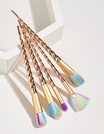 Fashion Rose Gold Color 5 Threaded Plastic Handle Aluminum Tube Nylon Hair Cosmetic Brush