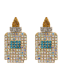 Fashion Ab Color Alloy Diamond Pearl Geometric Shape Stud Earrings
