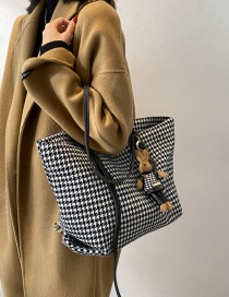 Fashion Black Large-capacity Houndstooth Stitching Shoulder Messenger Bag