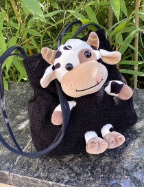Fashion Black Cow Cow Pattern Animal Doll Plush One-shoulder Armpit Bag