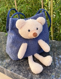 Fashion Blue Bear Cow Pattern Animal Doll Plush One-shoulder Armpit Bag