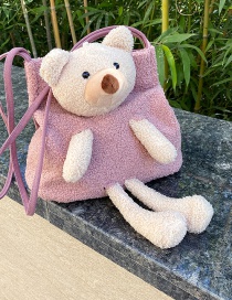 Fashion Pink Bear Cow Pattern Animal Doll Plush One-shoulder Armpit Bag