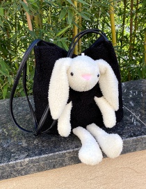 Fashion Black Rabbit Cow Pattern Animal Doll Plush One-shoulder Armpit Bag