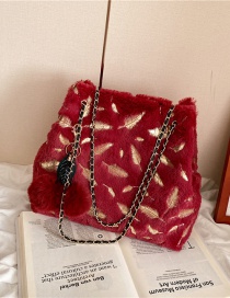 Fashion Red Plush Bronzing Feather Shoulder Messenger Bag