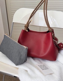 Fashion Red Wide Shoulder Strap Stitching Diagonal One-shoulder Picture Bag