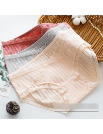Fashion Bean Paste + Pigeon Feather Grey + Brightening (lace) Low-waist Cotton Belly Lift Seamless Large Size U-shaped Maternity Panties