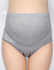Fashion Gray Cotton Large Size High Waist Belly Support Adjustable Maternity Panties