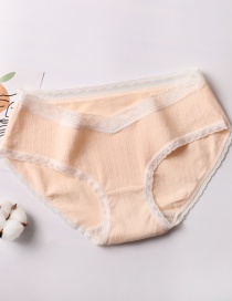 Fashion Skin Tone (stitching Lace) Low-rise Belly Lift Cotton Maternity Panties