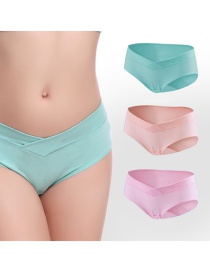 Fashion Skin + Powder + Green Large Size U-shaped Pregnant Womens Underwear (three Packs)