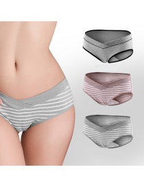 Fashion Gray + Khaki + Light Gray Strip Large Size U-shaped Pregnant Womens Underwear (three Packs)