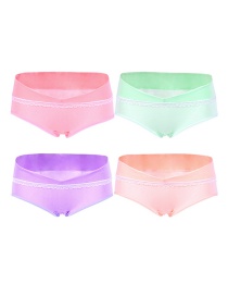 Fashion Pink Green Purple Skin (four Packs) Low-waist Belly Lift Without Trace Large Size U-shaped Maternity Underwear