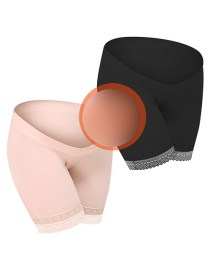 Fashion Lace Black + Skin Two-piece Anti-glare Low-rise Lace Maternity Leggings