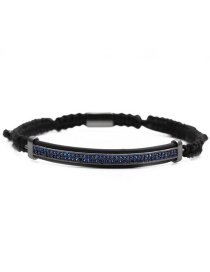 Fashion Blue Zirconium Gun Black Braided Bracelet Micro-inlaid Zircon Crown Tire Woven Adjustable Bracelet