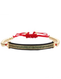 Fashion Gold Color Green Zirconium Elbow Roman Alphabet Stainless Steel Elbow Red Rope Braided Adjustable Mens Bracelet