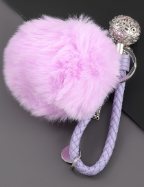 Fashion Purple Alloy Bell Round Hair Ball Keychain Pendant