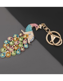 Fashion Color Alloy Diamond Peacock Keychain Pendant
