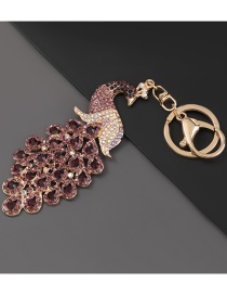 Fashion Purple Alloy Diamond Peacock Keychain Pendant