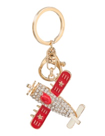 Fashion Red Alloy Oil Drop Diamond Aircraft Keychain Pendant