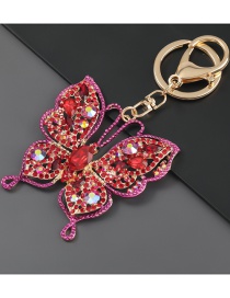 Fashion Red Alloy Diamond Butterfly Keychain Pendant
