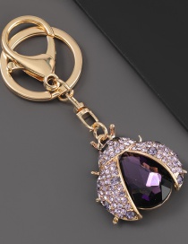 Fashion Purple Alloy Diamond-studded Ladybug Keychain Pendant
