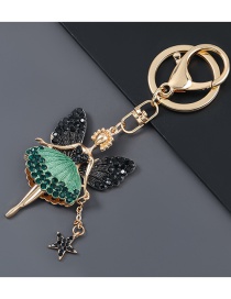 Fashion Green Alloy Diamond Butterfly Flower Fairy Keychain Pendant