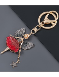 Fashion Red Alloy Diamond Butterfly Flower Fairy Keychain Pendant